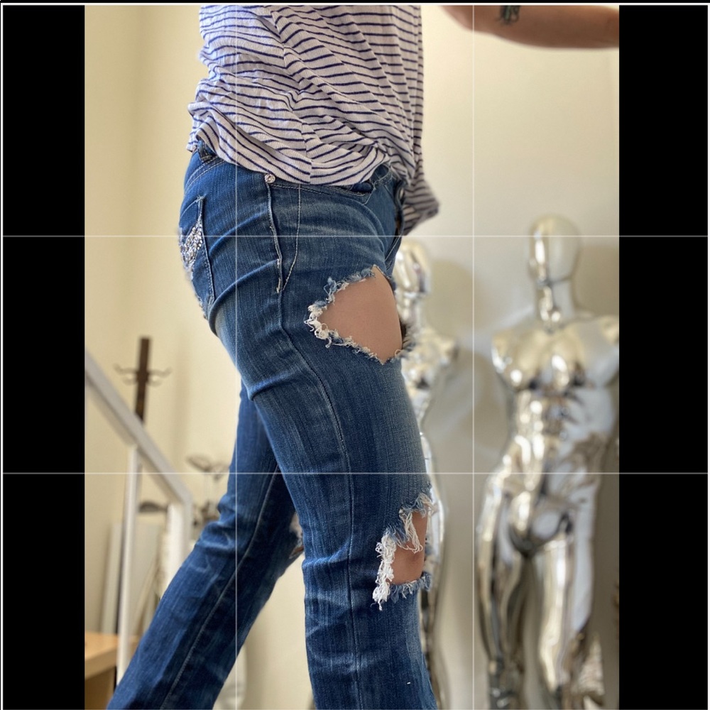 👖 Jeans Low waisted Ripped Bling - Picture 6 of 14